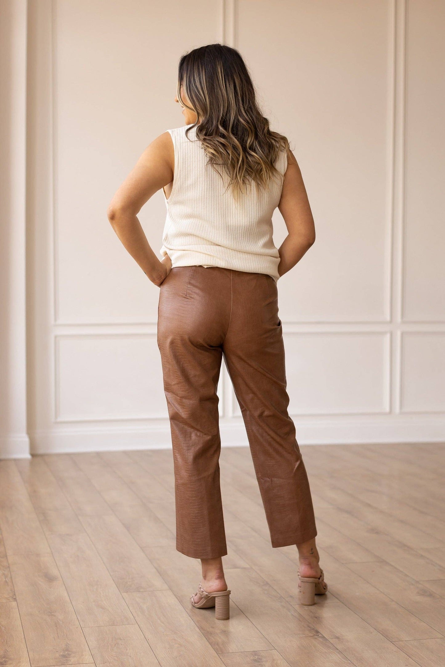 Southern Grace - Always Edgy Brown Snake Print Leather Pants