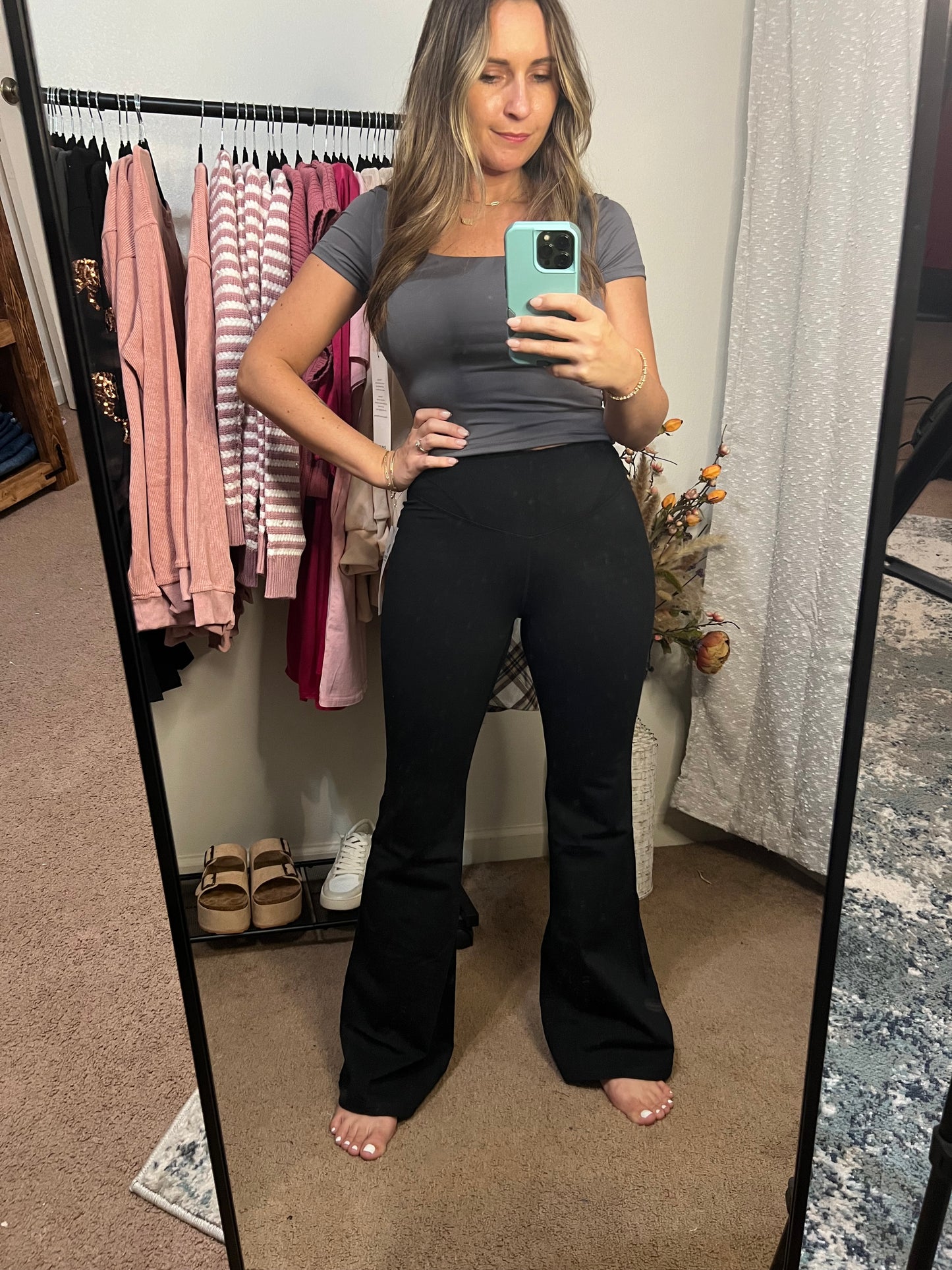 Black Contour Flared Leggings