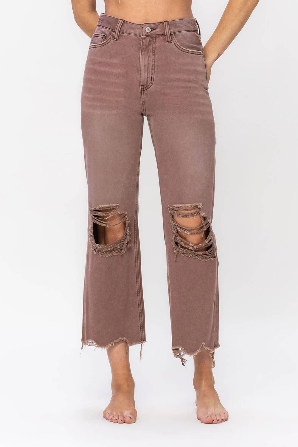 VERVET by FLYING MONKEY - 90'S VINTAGE SUPER HIGH RISE CROP FLARE JEANS