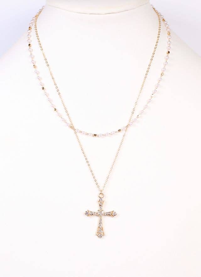 Ariadne Layered Necklace with Cross