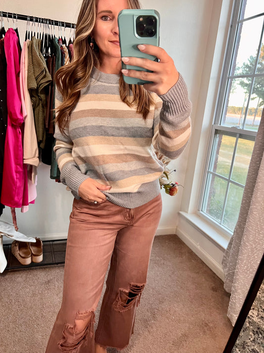 Eliana Stripe Ribbed Sweater