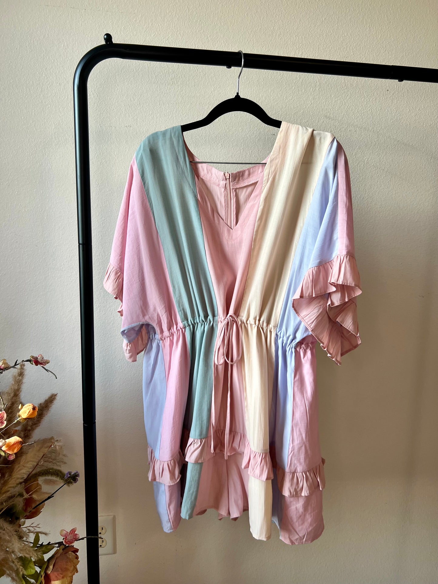 Color Block Ruffled Romper