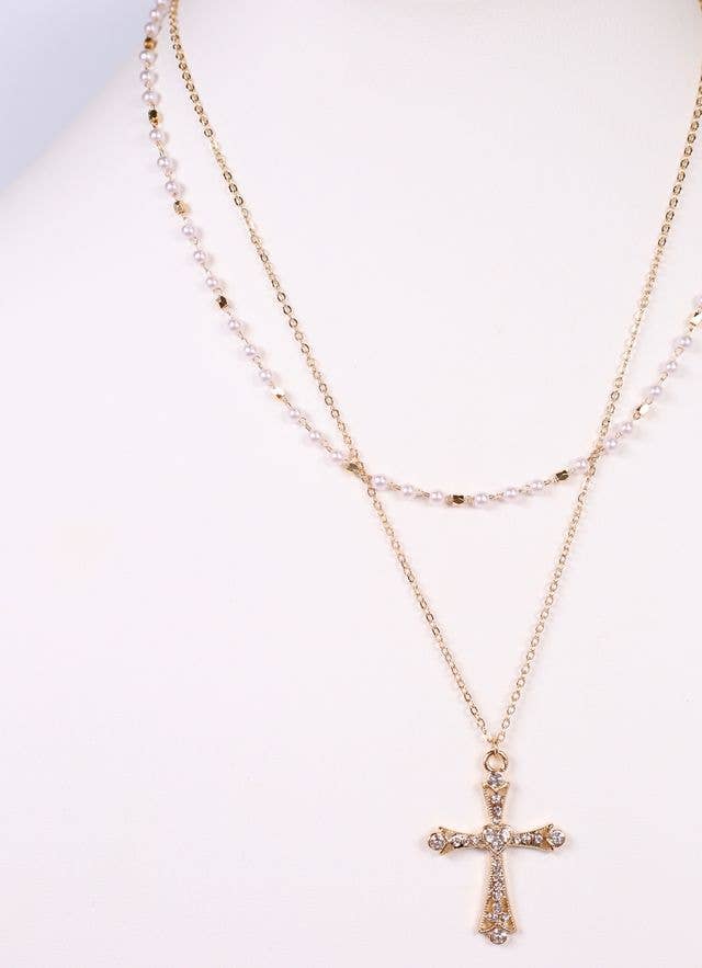 Ariadne Layered Necklace with Cross