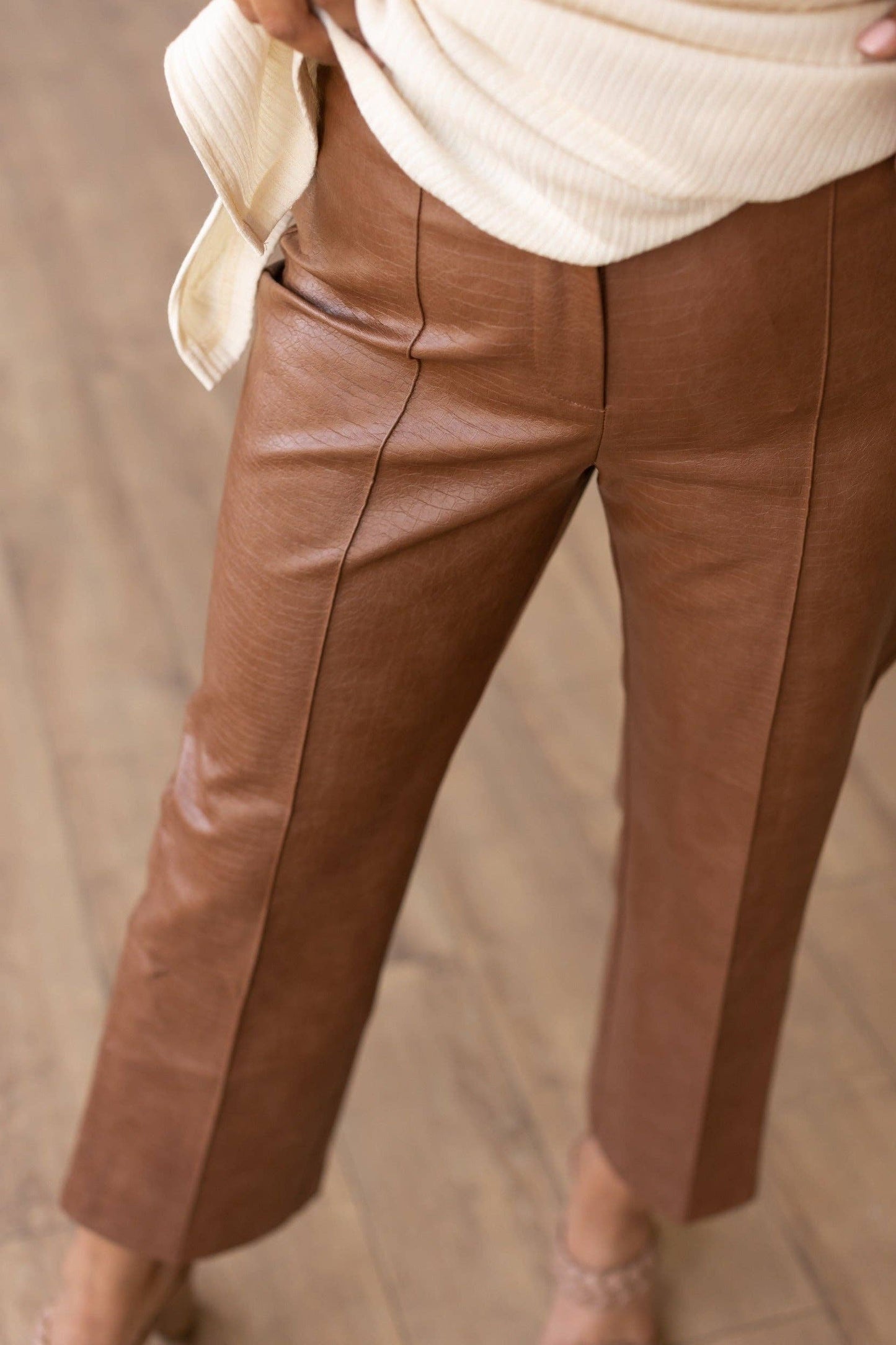 Southern Grace - Always Edgy Brown Snake Print Leather Pants