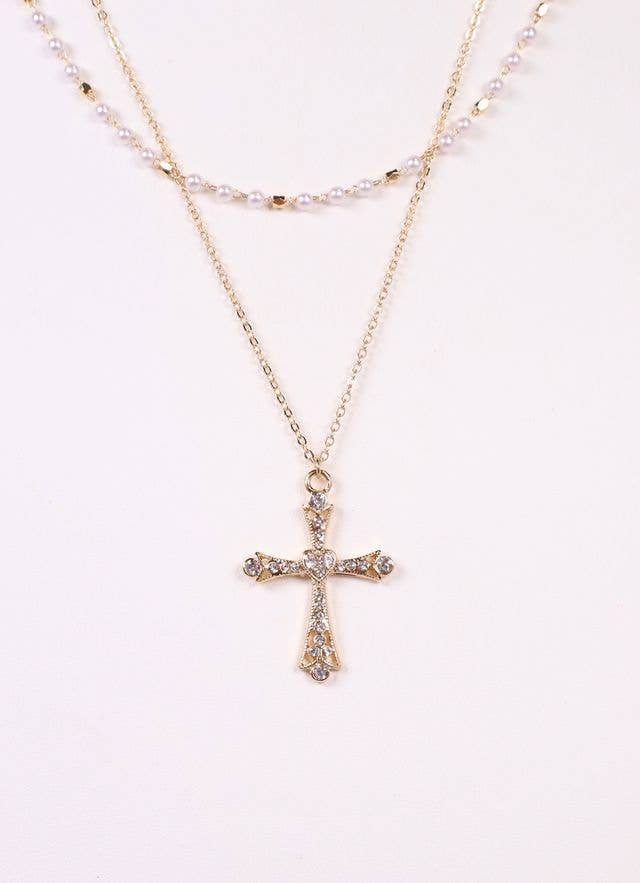 Ariadne Layered Necklace with Cross