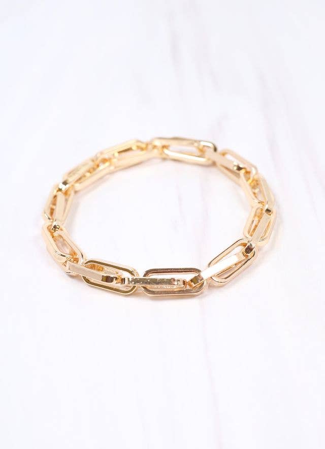 Caroline Hill - Rabson Link Stretch Bracelet GOLD